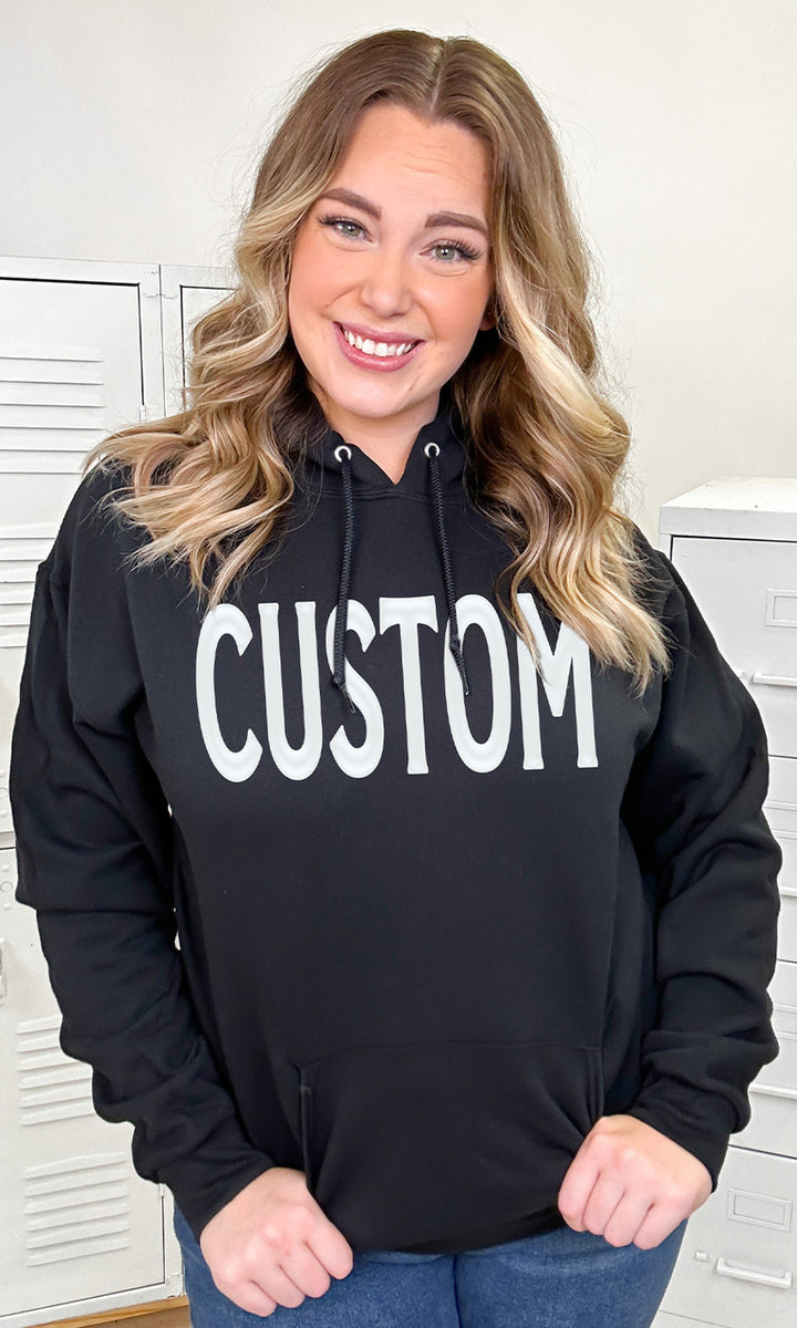 Custom Flock Big Letter Adult Hoodie