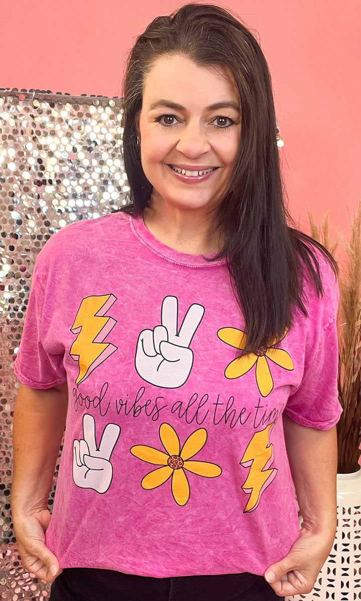 Good Vibe All The Time Mineral Washed Graphic Shirt