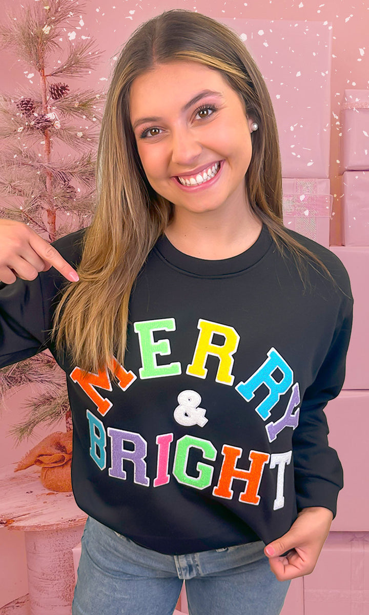 Soft Chenille Merry and Bright Graphic Sweatshirt