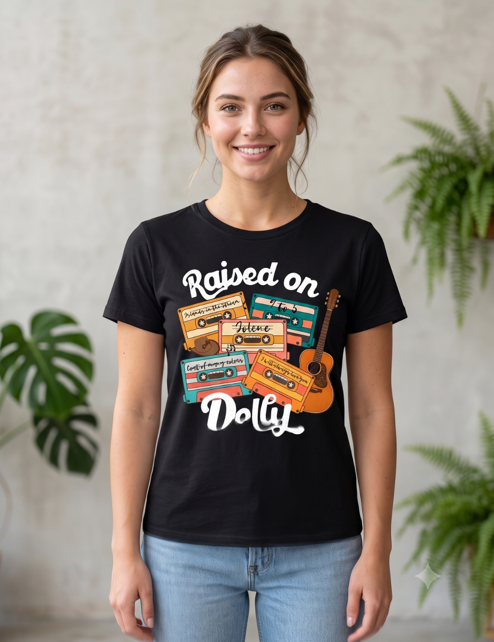 Raised on Dolly Retro Cassette Graphic T-Shirt