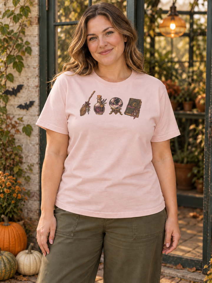 Magic Purple Halloween Lineup Graphic T-shirt
