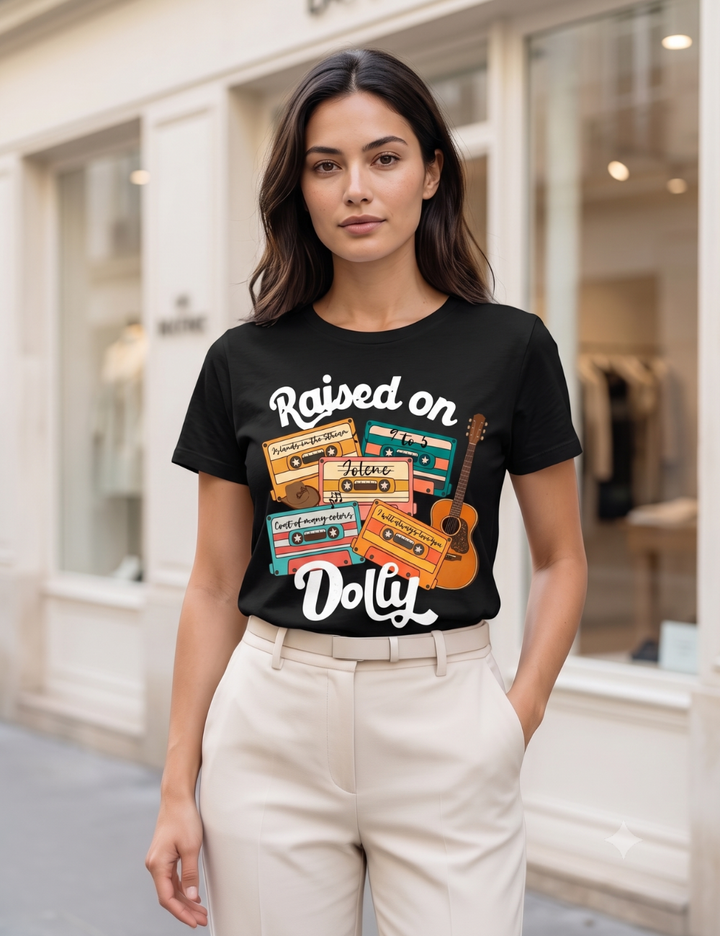Raised on Dolly Retro Cassette Graphic T-Shirt