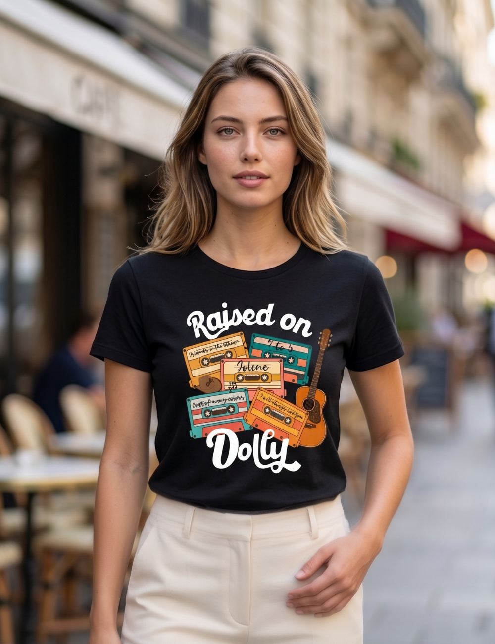 Raised on Dolly Retro Cassette Graphic T-Shirt