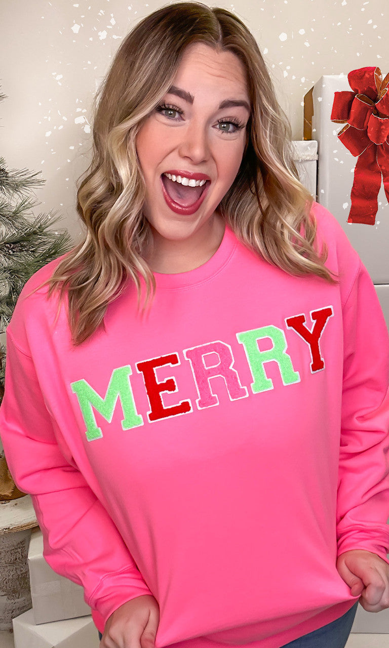 Soft Chenille Merry Graphic Sweatshirt