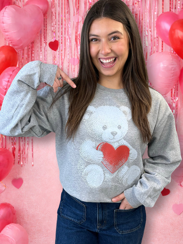 Halftone Teddy Graphic Sweatshirt