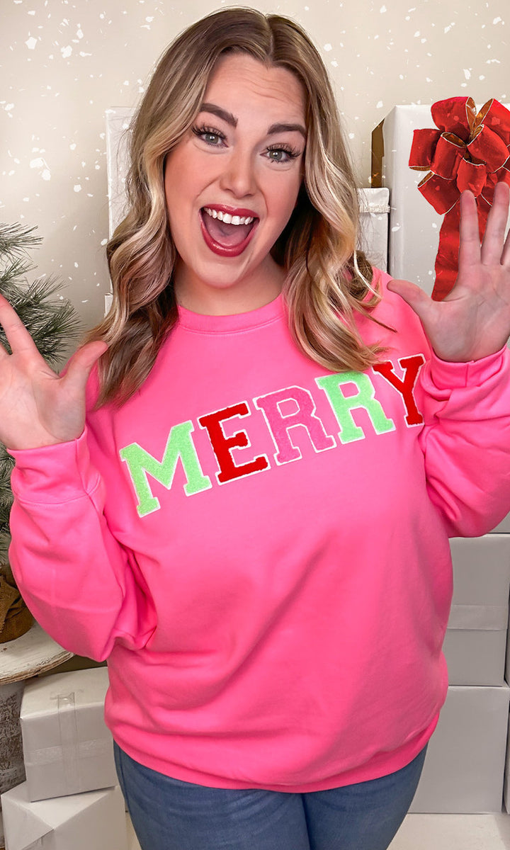 Soft Chenille Merry Graphic Sweatshirt