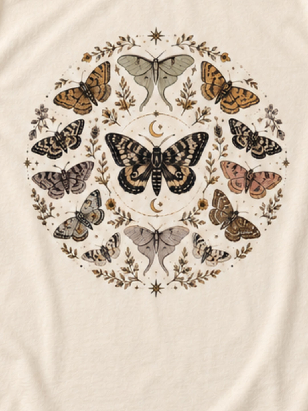 Fall Moth n Moon Circle Graphic Comfort Color T-Shirt