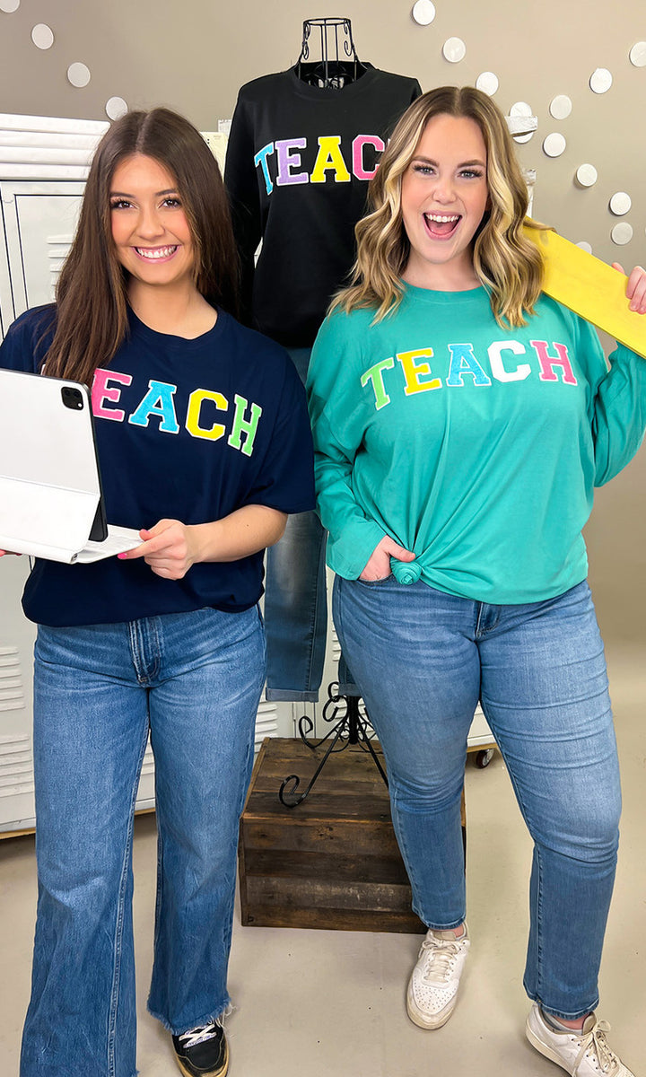 Soft Chenille Teach Boyfriend Long Sleeve