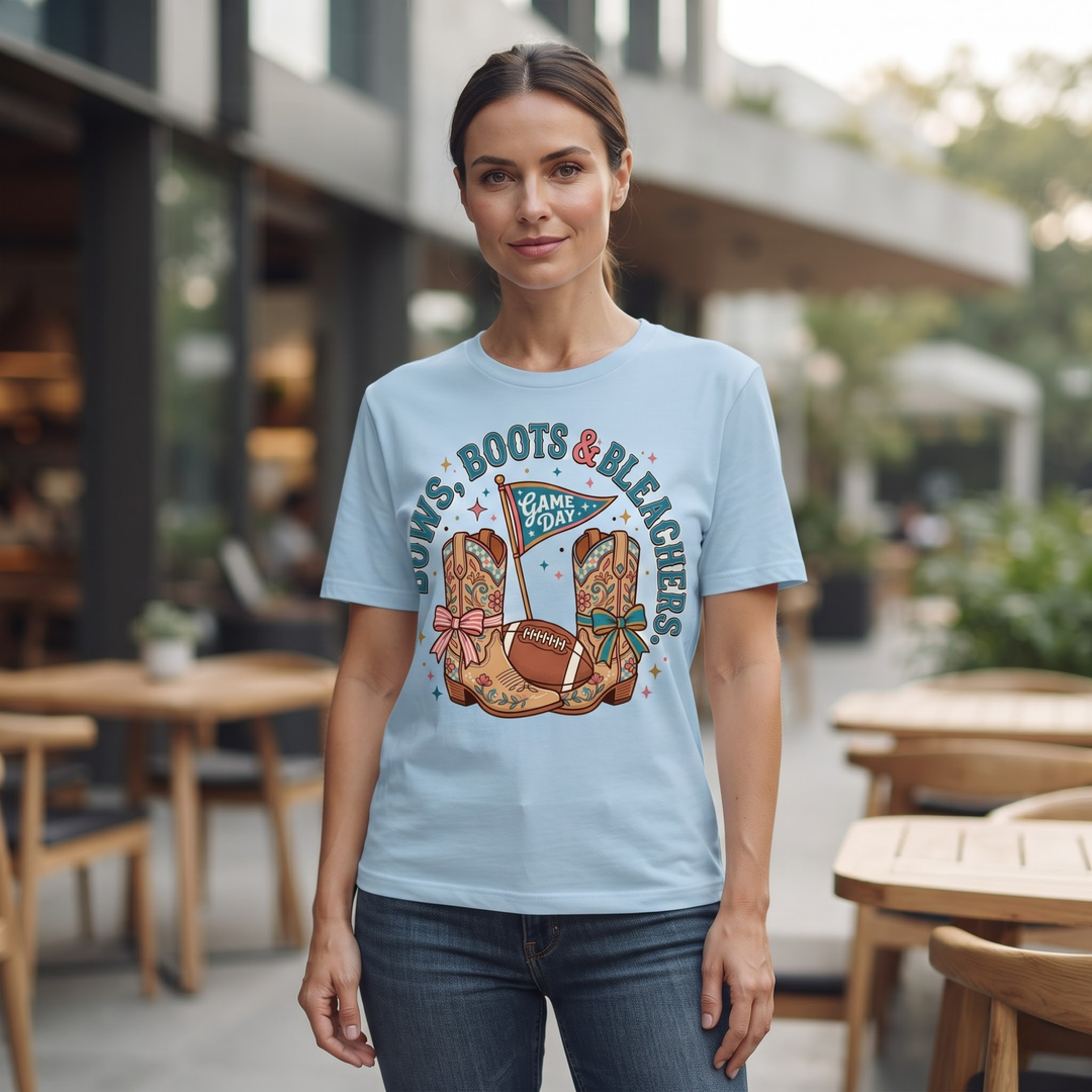 Bows, Boots &amp; Bleachers Gameday Graphic T-Shirt