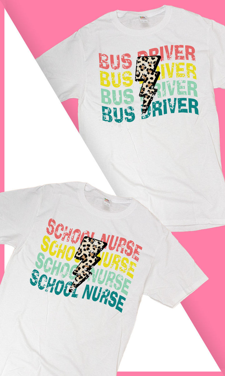 School Leopard Lightning Bolt Graphic T-Shirt