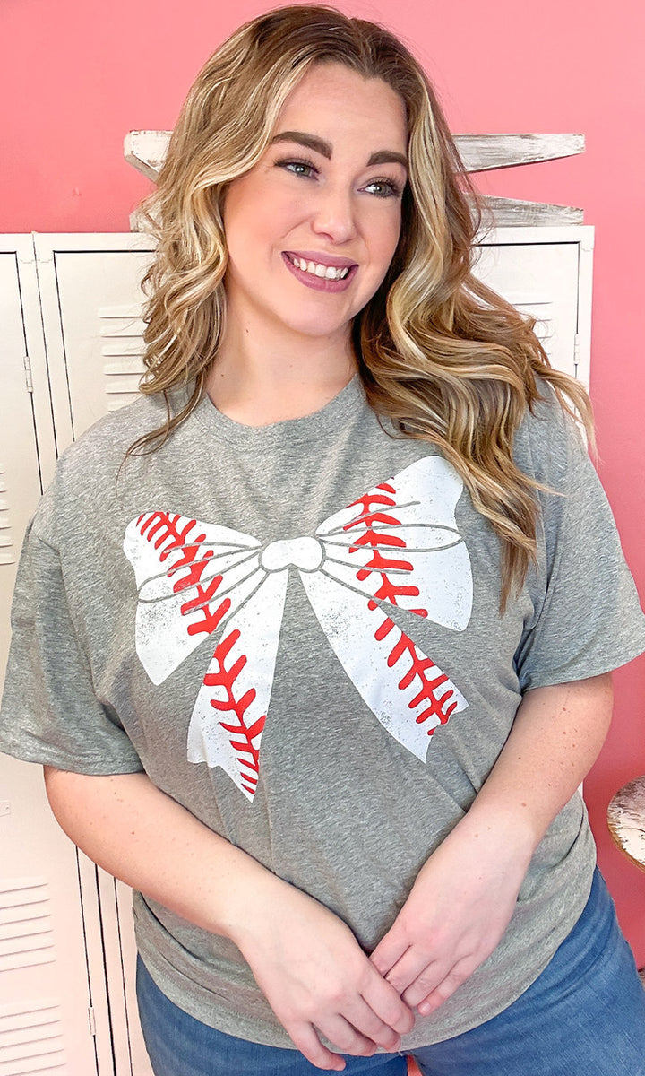 Baseball Bow Adult Graphic Shirt