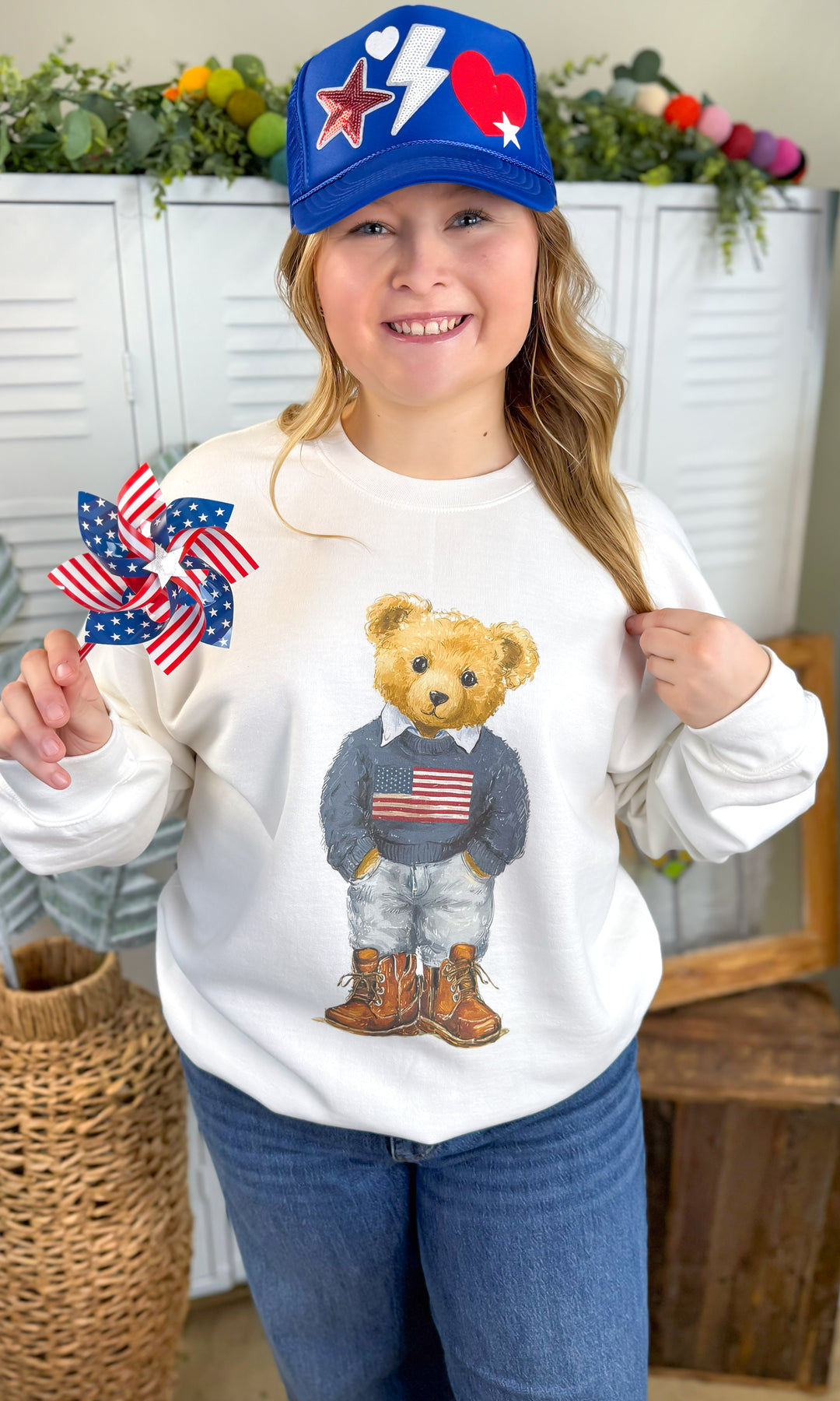 All American Teddy Bear Graphic Sweatshirt
