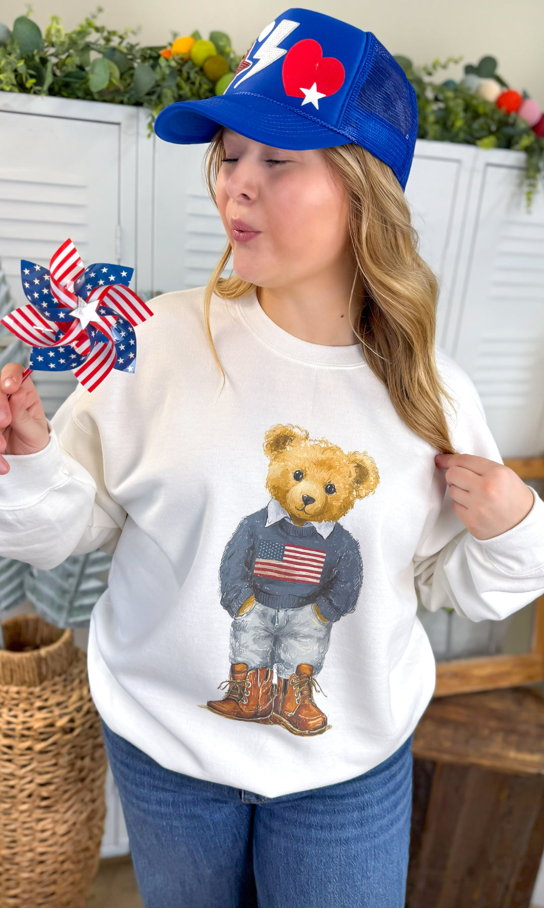 All American Teddy Bear Graphic Sweatshirt
