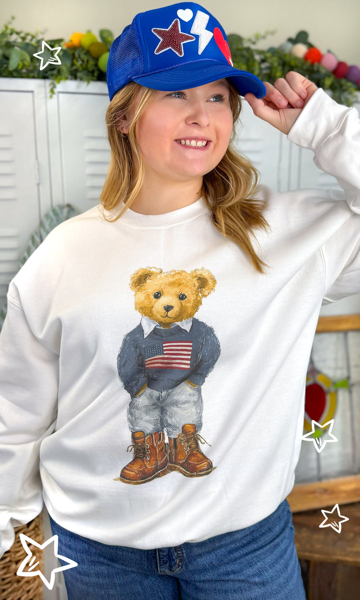 All American Teddy Bear Graphic Sweatshirt