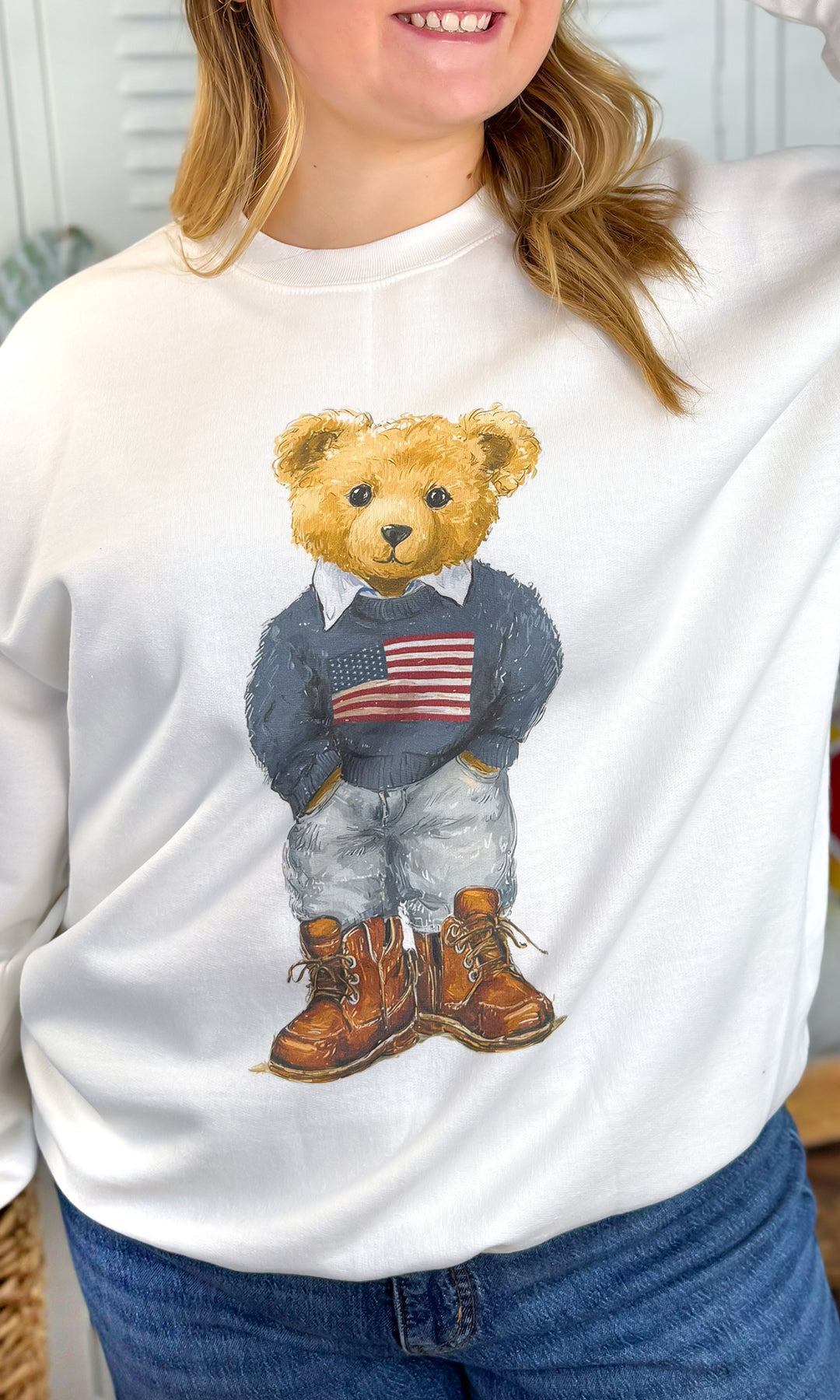 All American Teddy Bear Graphic Sweatshirt