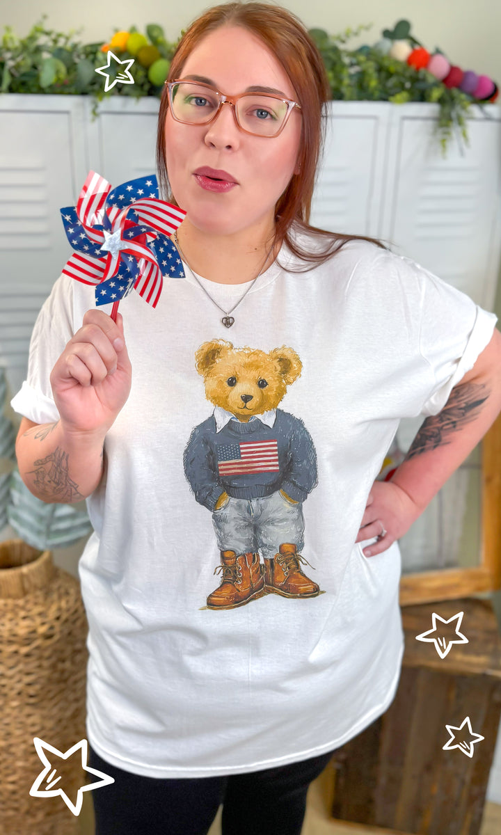 All American Teddy Bear Graphic T-Shirt