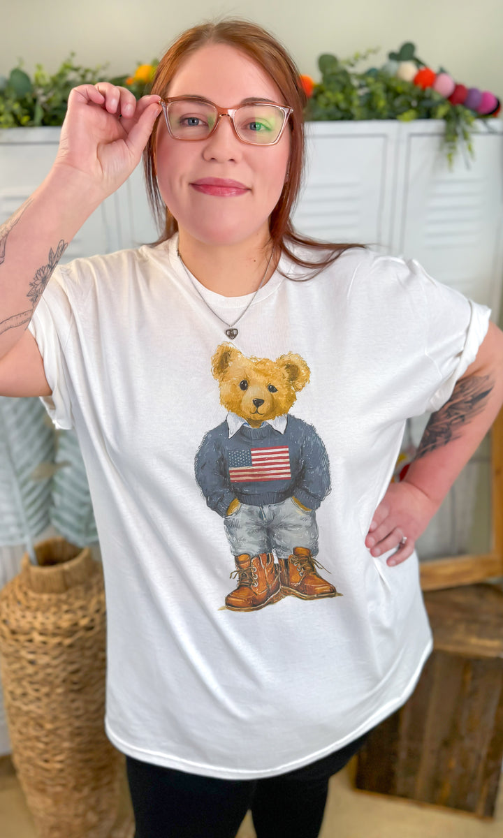 All American Teddy Bear Graphic T-Shirt