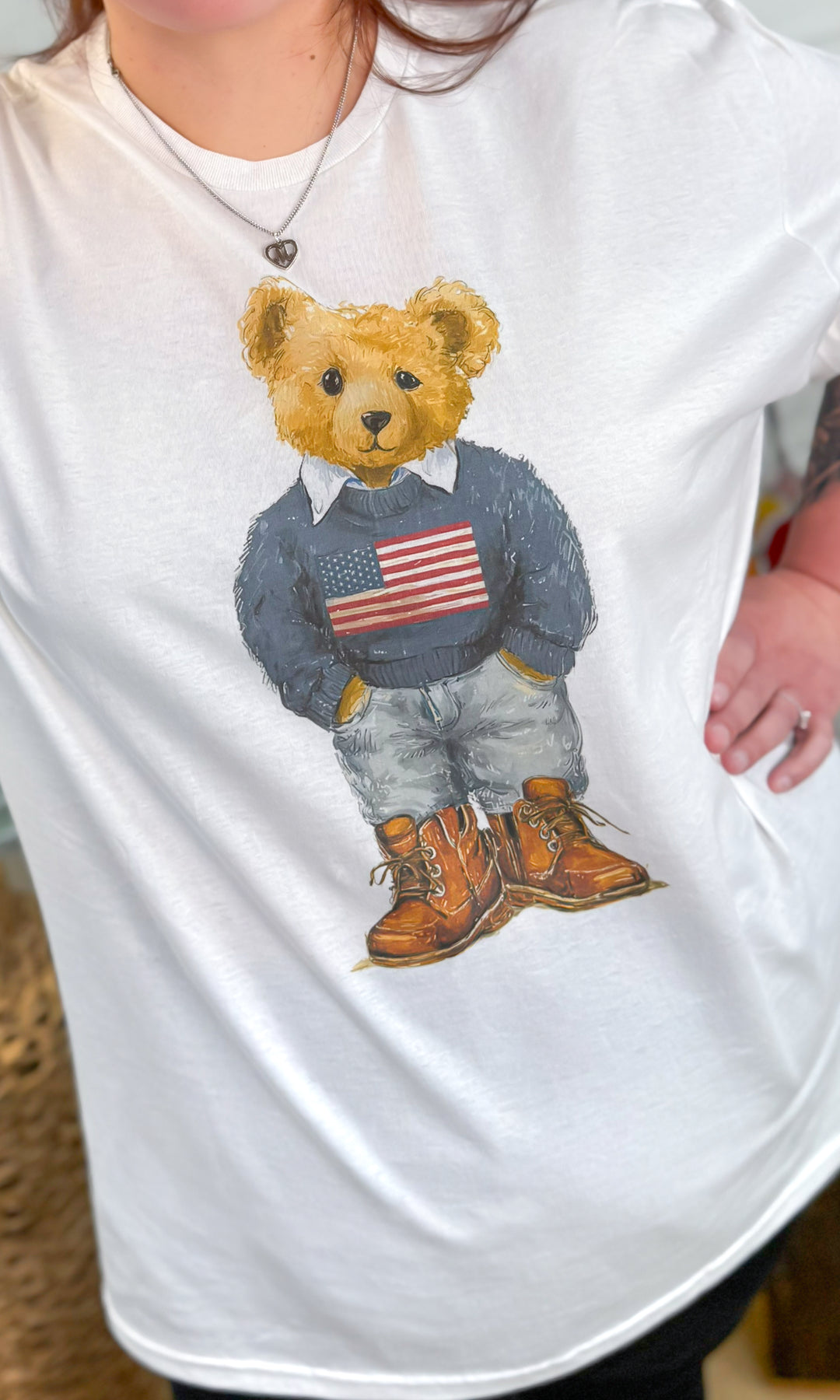 All American Teddy Bear Graphic T-Shirt