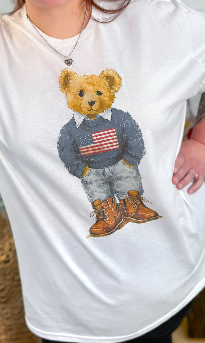 All American Teddy Bear Graphic T-Shirt