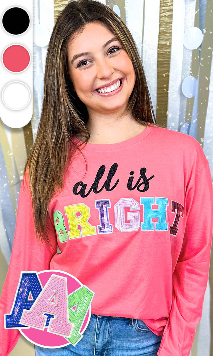 All is Bright Sequin Graphic Long Sleeve T-Shirt