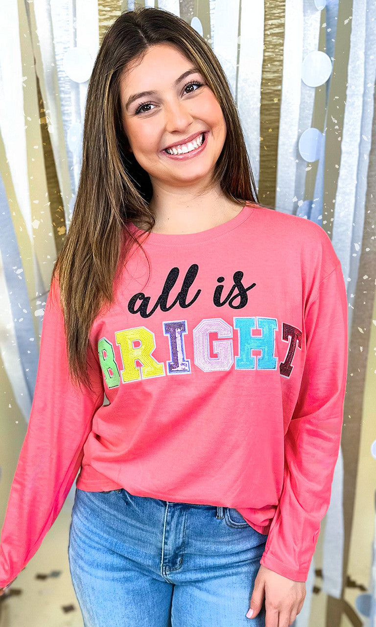 All is Bright Sequin Graphic Long Sleeve T-Shirt