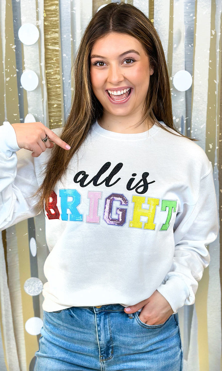 All is Bright Sequin Graphic Sweatshirt