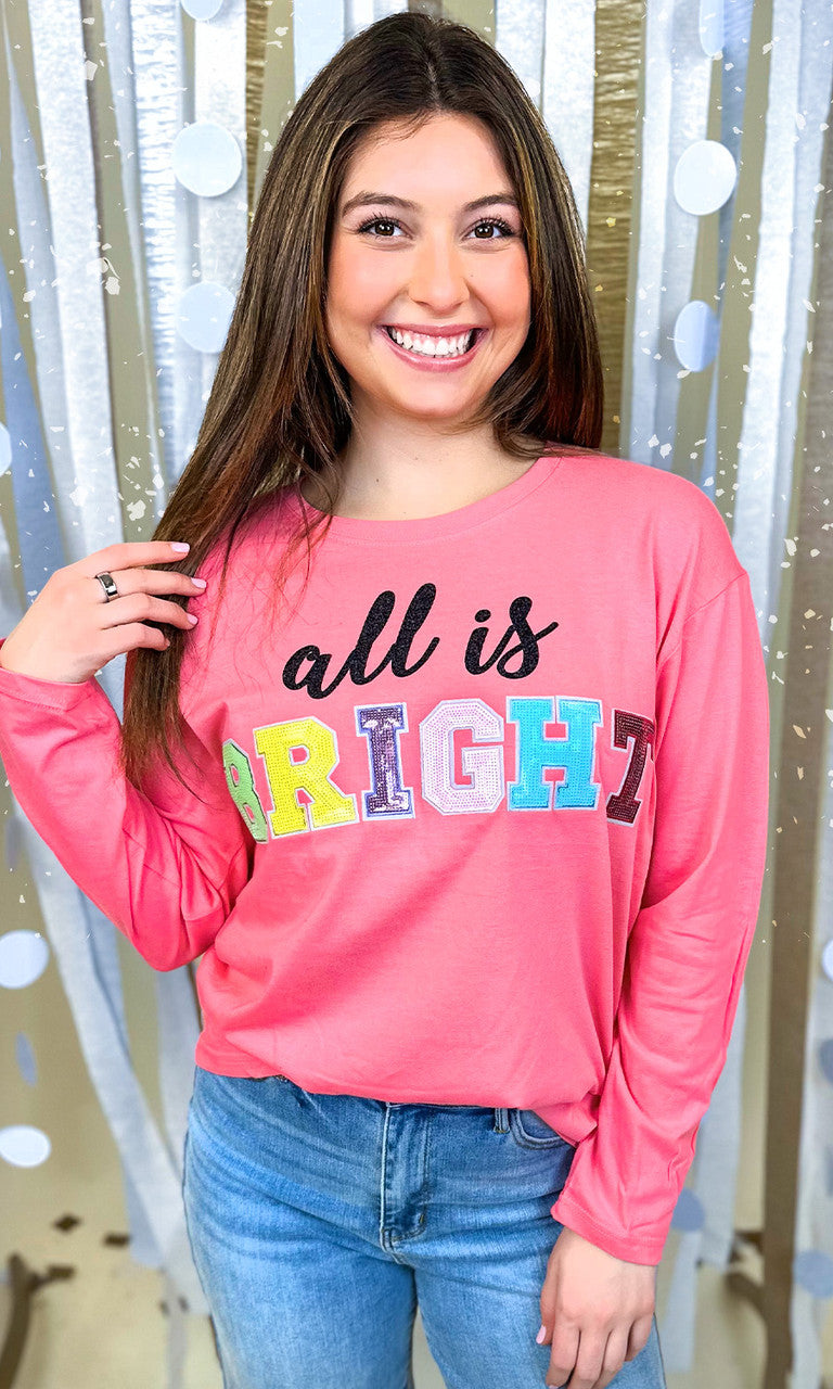 All is Bright Sequin Graphic Long Sleeve T-Shirt