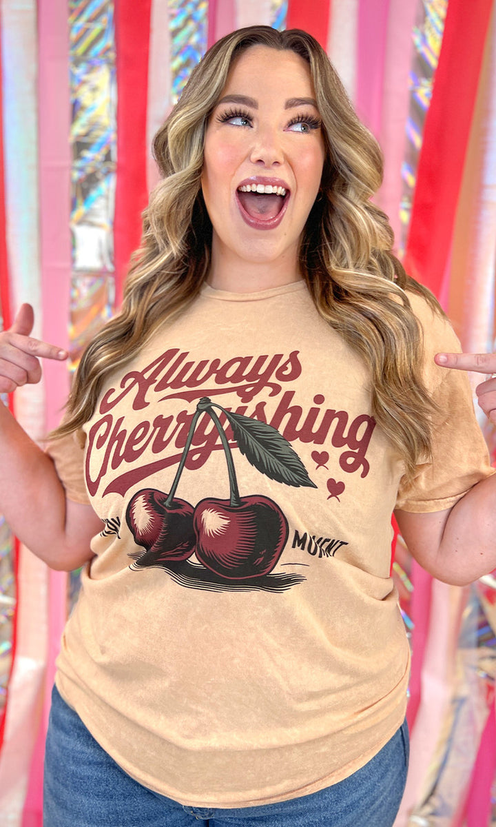 Always Cherryishing Mineral Washed Graphic T-Shirt