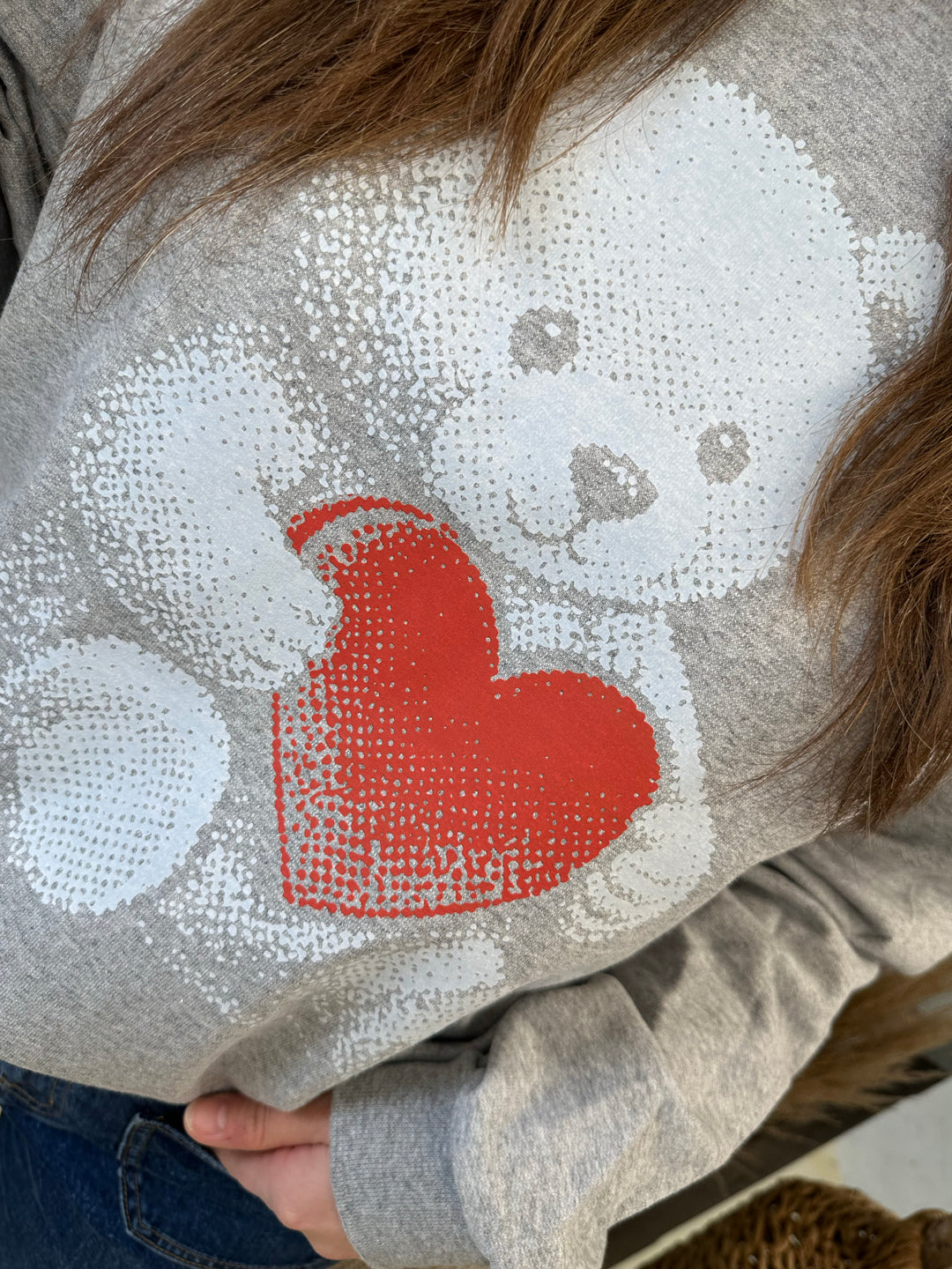 Halftone Teddy Graphic Sweatshirt