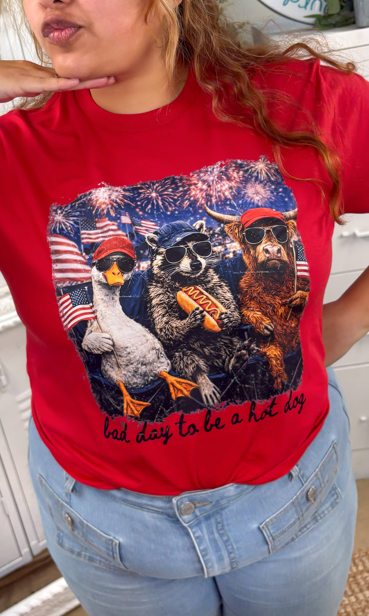 Bad Day to be a Hot Dog Animals Graphic T-Shirt