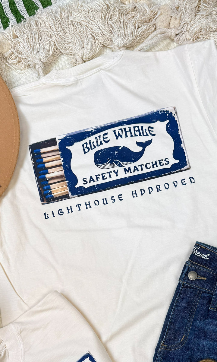 Blue Whale Safety Matches Comfort Color Graphic T-Shirt