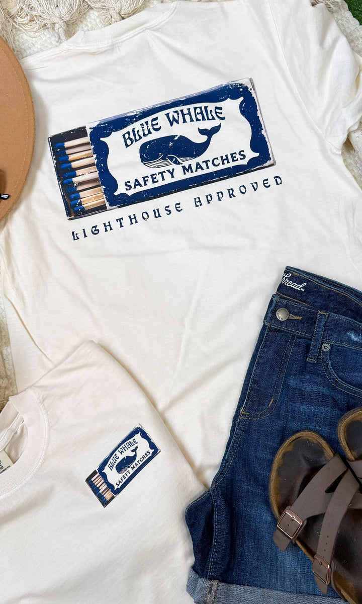 Blue Whale Safety Matches Comfort Color Graphic T-Shirt