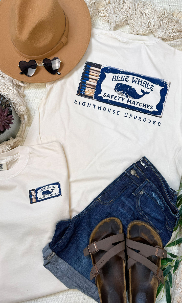 Blue Whale Safety Matches Comfort Color Graphic T-Shirt