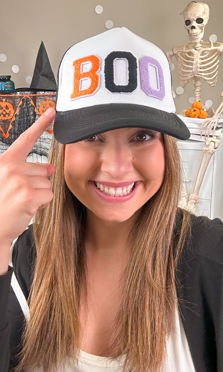 Soft Chenille Boo Trucker Hat