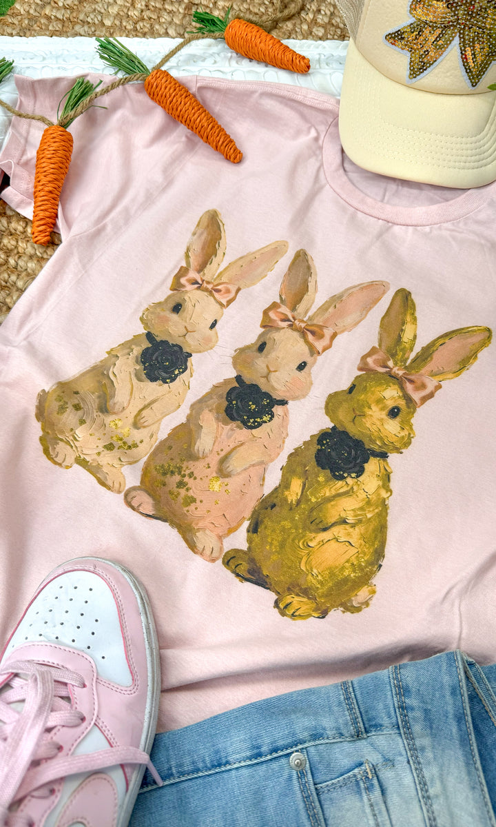 Brush Stroke Easter Bunnies Graphic T-Shirt
