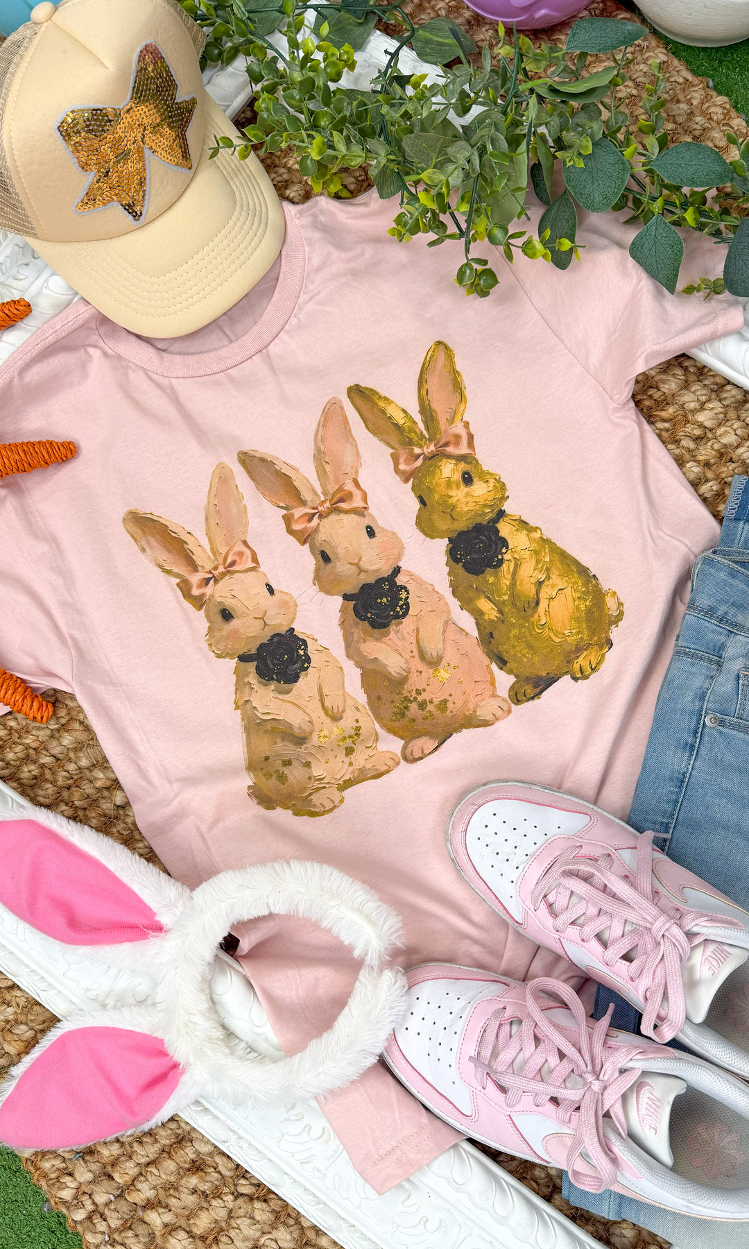 Brush Stroke Easter Bunnies Graphic T-Shirt