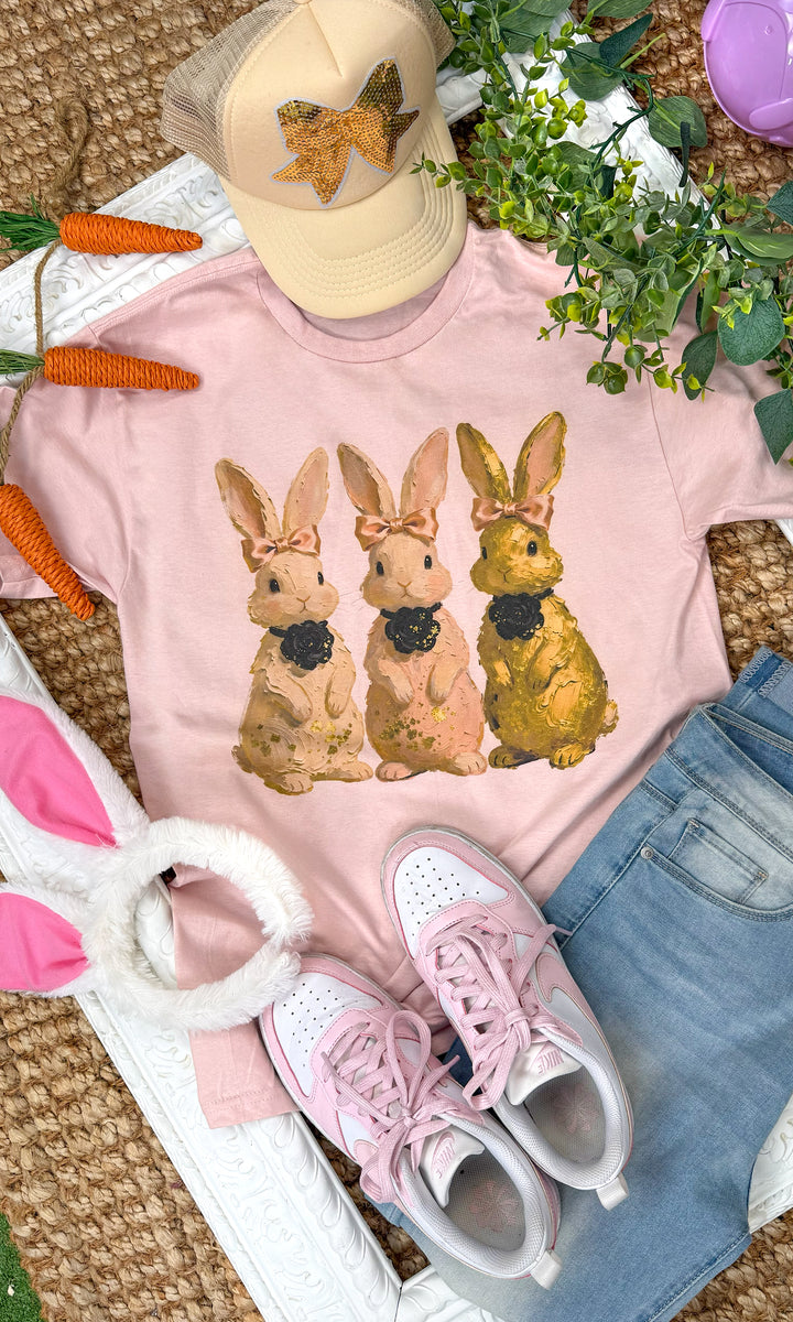 Brush Stroke Easter Bunnies Graphic T-Shirt