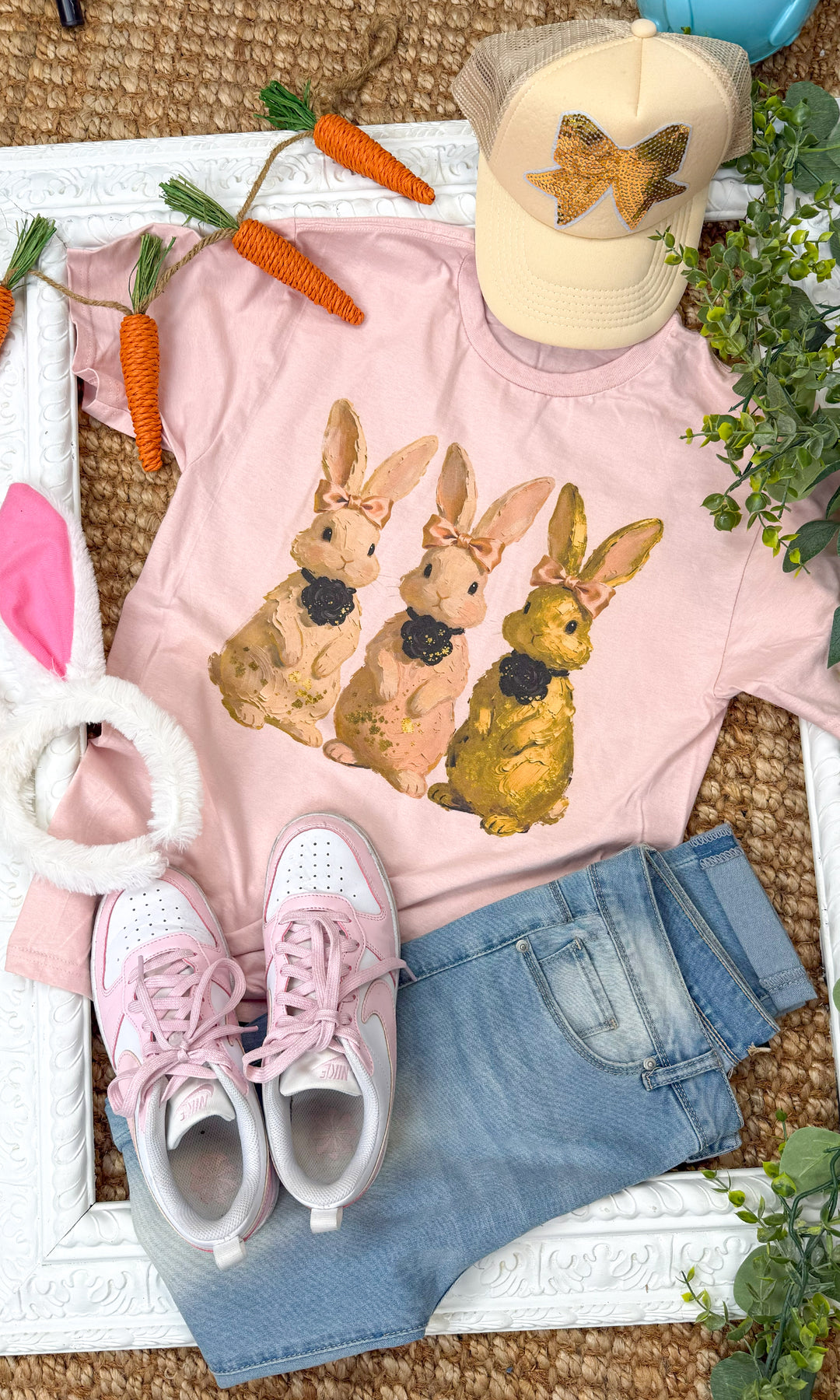 Brush Stroke Easter Bunnies Graphic T-Shirt