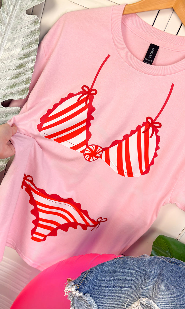 Candy Cane Bikini Graphic T-Shirt