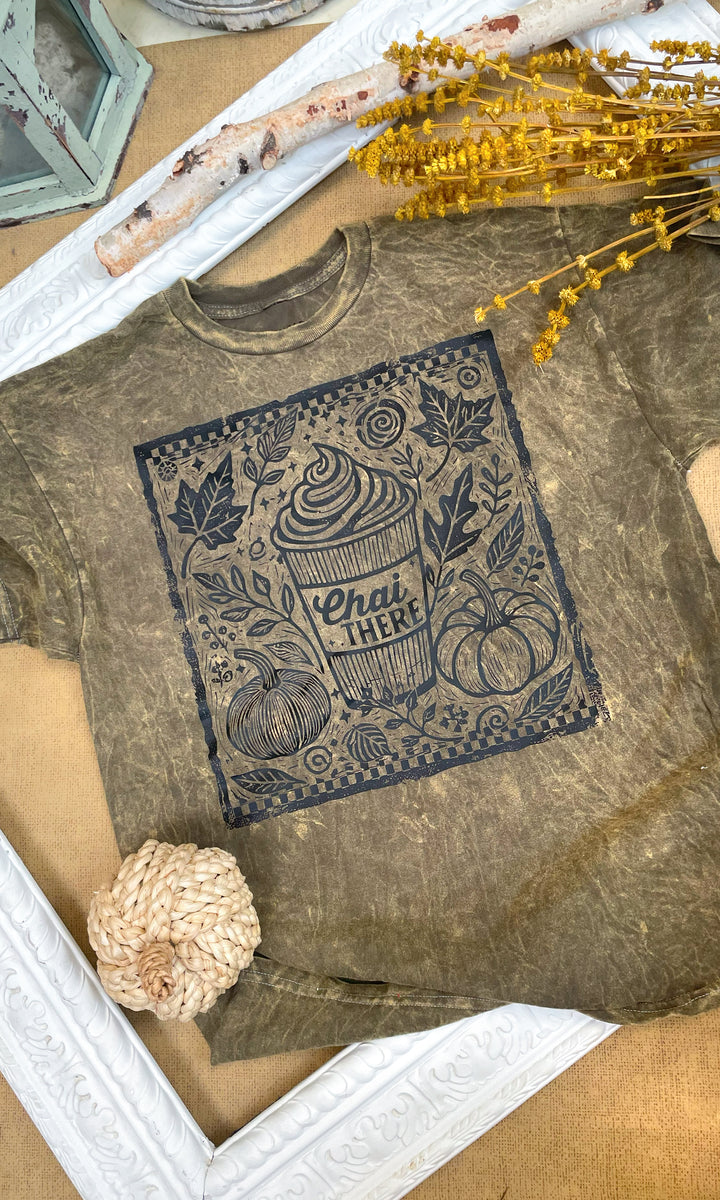 Chai There Fall Mineral Washed Graphic Shirt