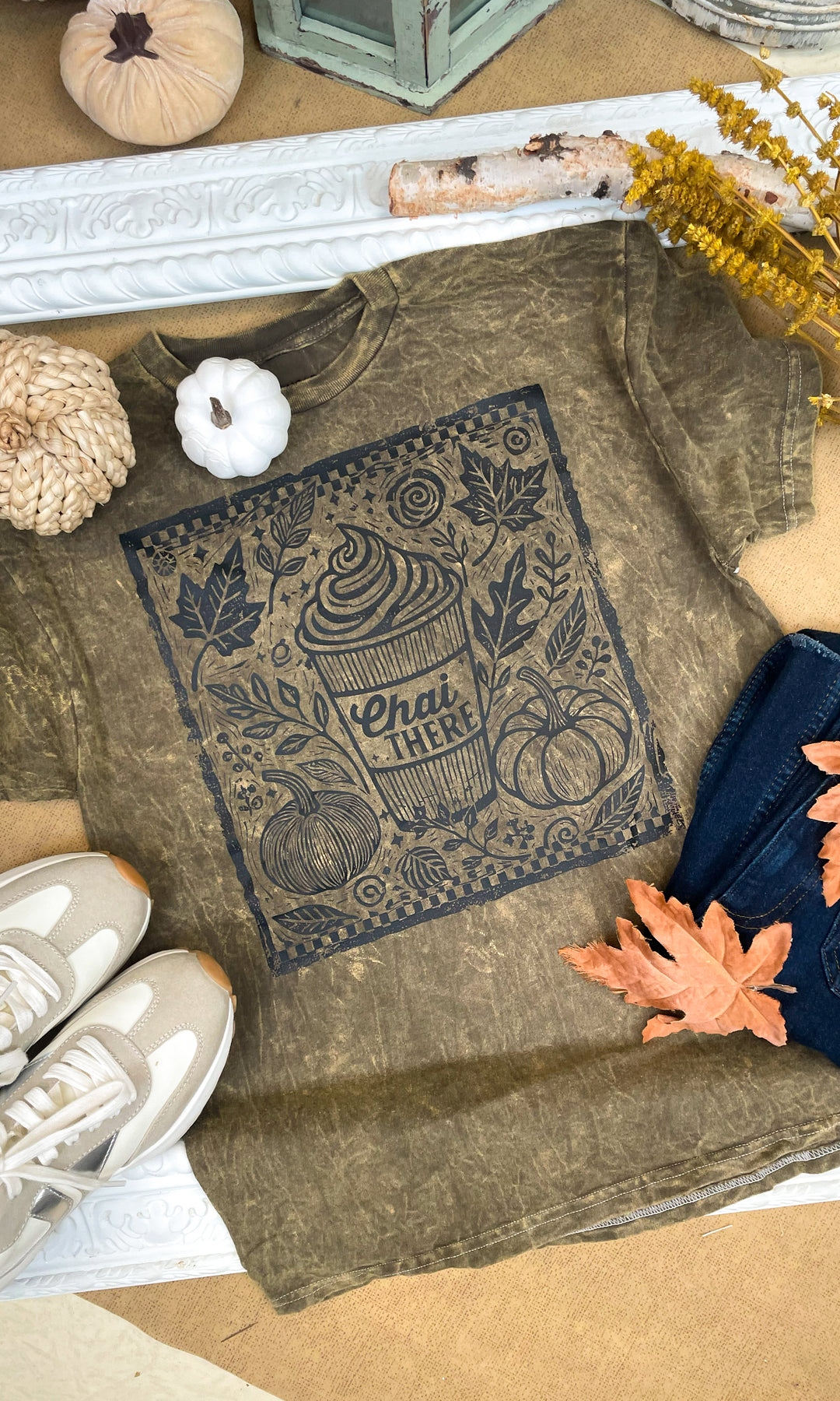Chai There Fall Mineral Washed Graphic Shirt