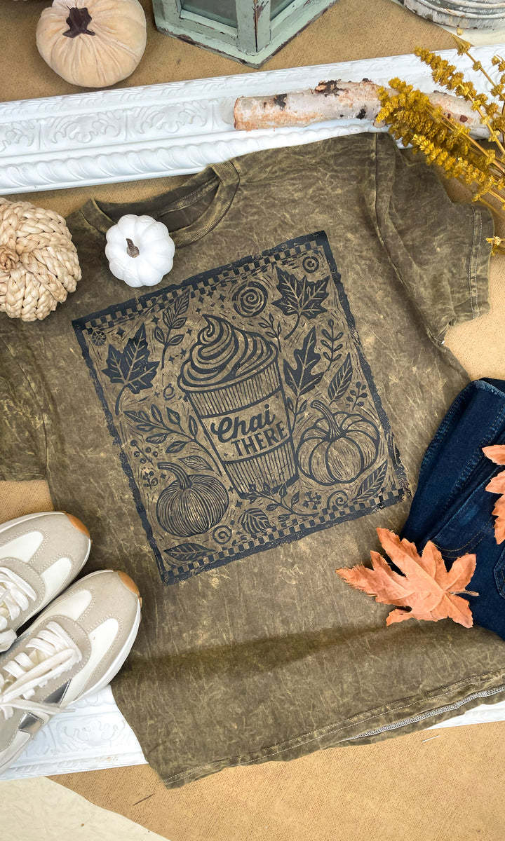 Chai There Fall Mineral Washed Graphic Shirt