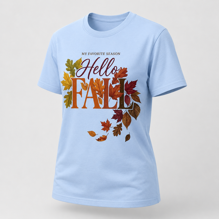 Hello Fall Favorite Season Leaves Graphic T-Shirt
