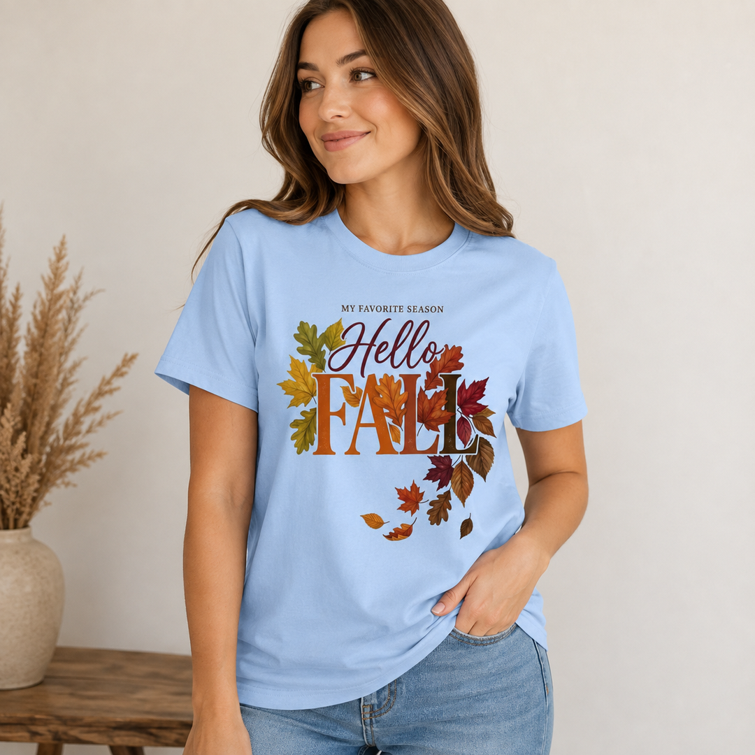 Hello Fall Favorite Season Leaves Graphic T-Shirt