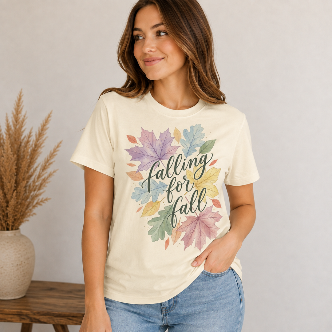 Falling For Fall  Watercolor Leaves Graphic T-Shirt
