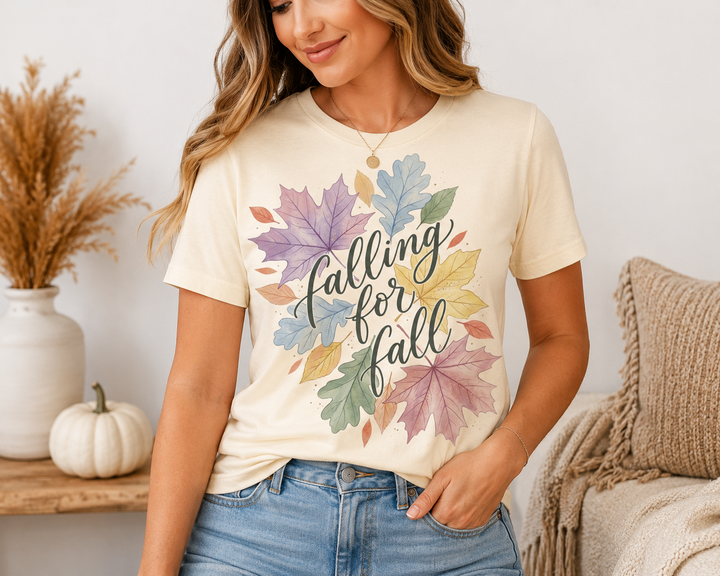 Falling For Fall  Watercolor Leaves Graphic T-Shirt