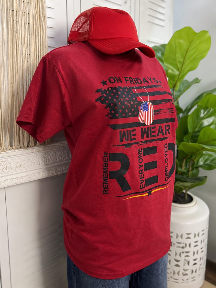 Memorial RED USA Military Dog-tag  Graphic T-Shirt