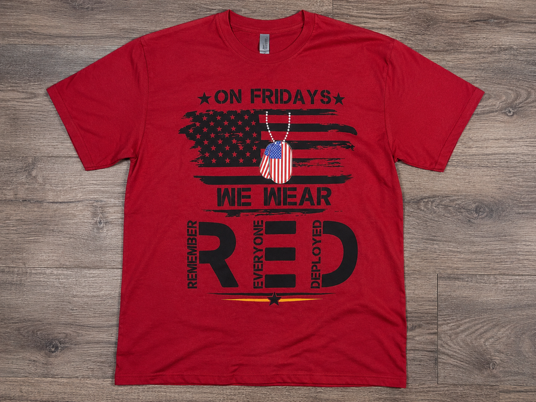Memorial RED USA Military Dog-tag  Graphic T-Shirt