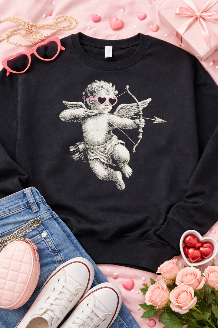 Halftone Cupid Graphic Sweatshirt