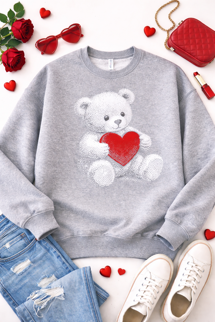 Halftone Teddy Graphic Sweatshirt